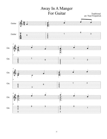 Away In A Manger For Guitar (arr. Neal Fitzpatrick)