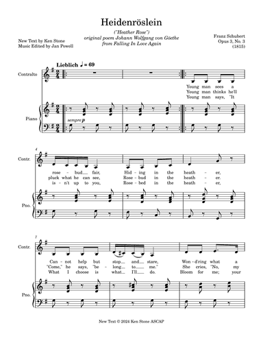 Heidenröslein (Heather Rose) (arr. Edited by Jan Powell with new text by Ken Stone)
