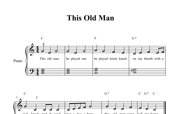 This Old Man BIG NOTE VERSION (arr. Bernie Schweickart)
