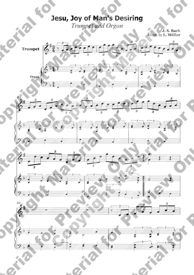 Jesu, Joy of Man's Desiring - Trumpet and Organ or Piano (arr. L. Müller)