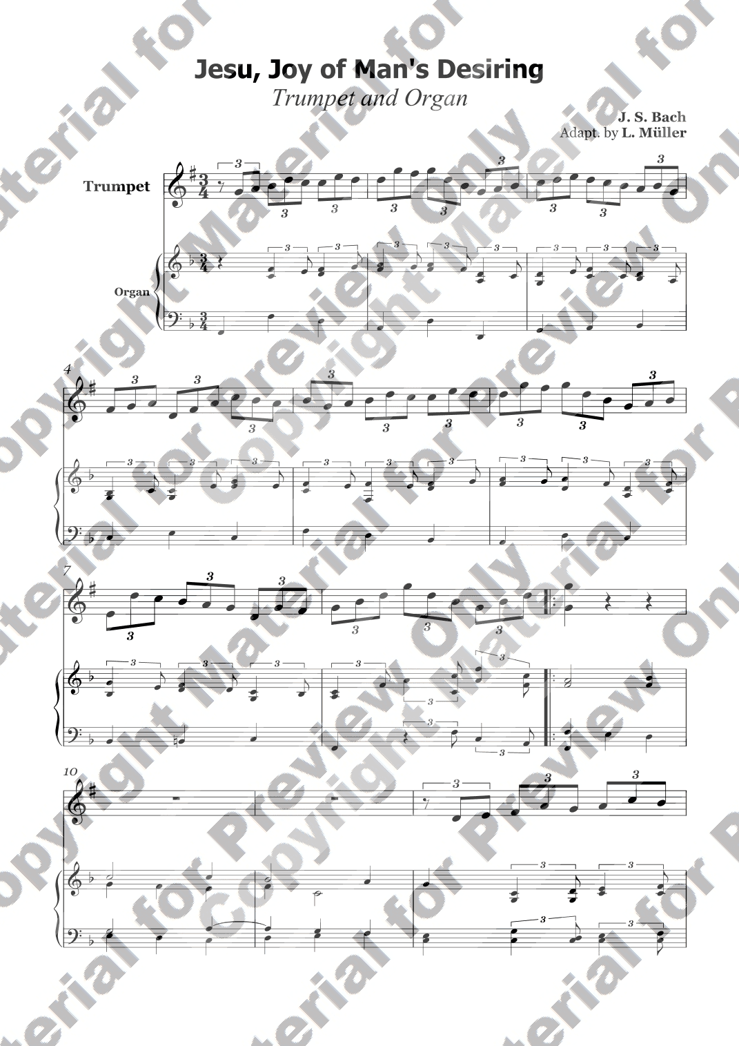 Jesu, Joy of Man's Desiring - Trumpet and Organ or Piano (arr. L. Müller)