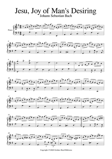 Jesu, Joy of Man's Desiring (arr. Golden Skull Editions)