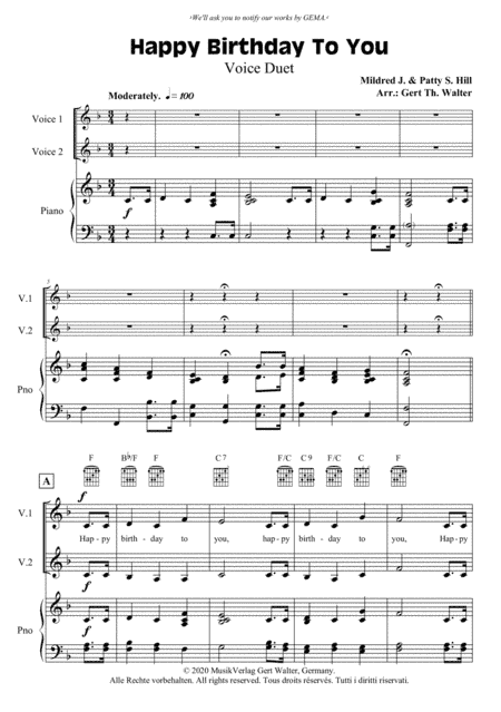 Happy Birthday To You (arr. Gert Th. Walter)