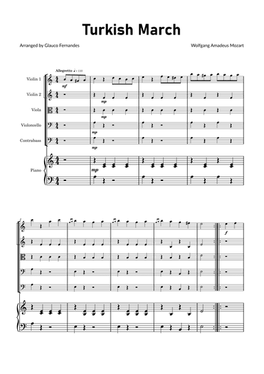 Turkish March by Mozart - String Quintet with Piano (arr. Glauco Fernandes)