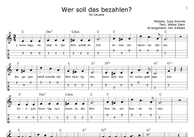 Wer soll das bezahlen (für Ukulele, Arr.: Yan d'Albert)