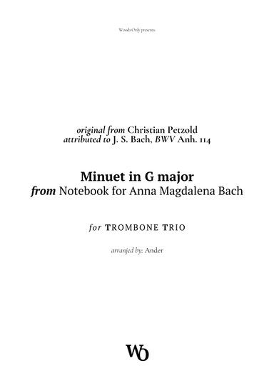 Minuet in G major by Bach for Trombone Trio (arr. Ander)