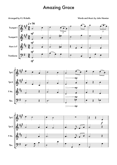 Amazing Grace - Brass Quartet (arr. K J Rickells)