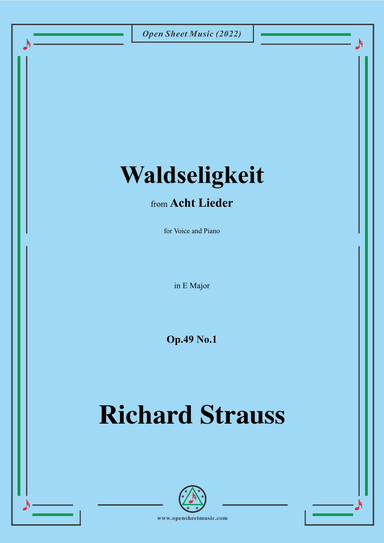 Richard Strauss-Waldseligkeit,in E Major (arr. OSM Press)