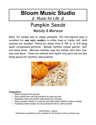 Pumpkin Seeds for Beginner Band, Classroom, or String Ensemble