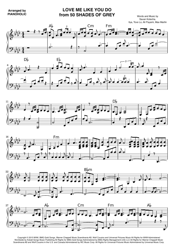 Love Me Like You Do (arr. PIANOHOLIC)