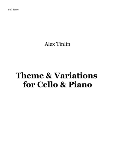 Theme and Variations for Cello and Piano