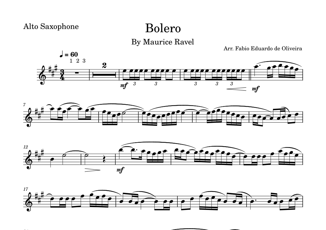 Bolero (Ravel) - Easy Arrangement (arr. Fabio Eduardo de Oliveira)