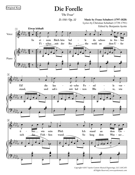 Schubert - Die Forelle (The Trout) for High Voice in Db (Original Key) (arr. Benjamin Ayotte)