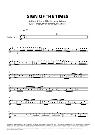Sign Of The Times (arr. Cadenza Editions)