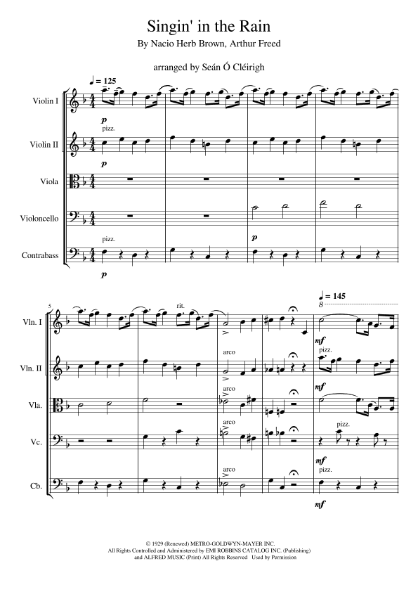 Singin' In The Rain (arr. Seán Ó Cléirigh)