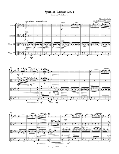 Spanish Dance No 1 - Viola Quartet (arr. Lorento Golofeev)