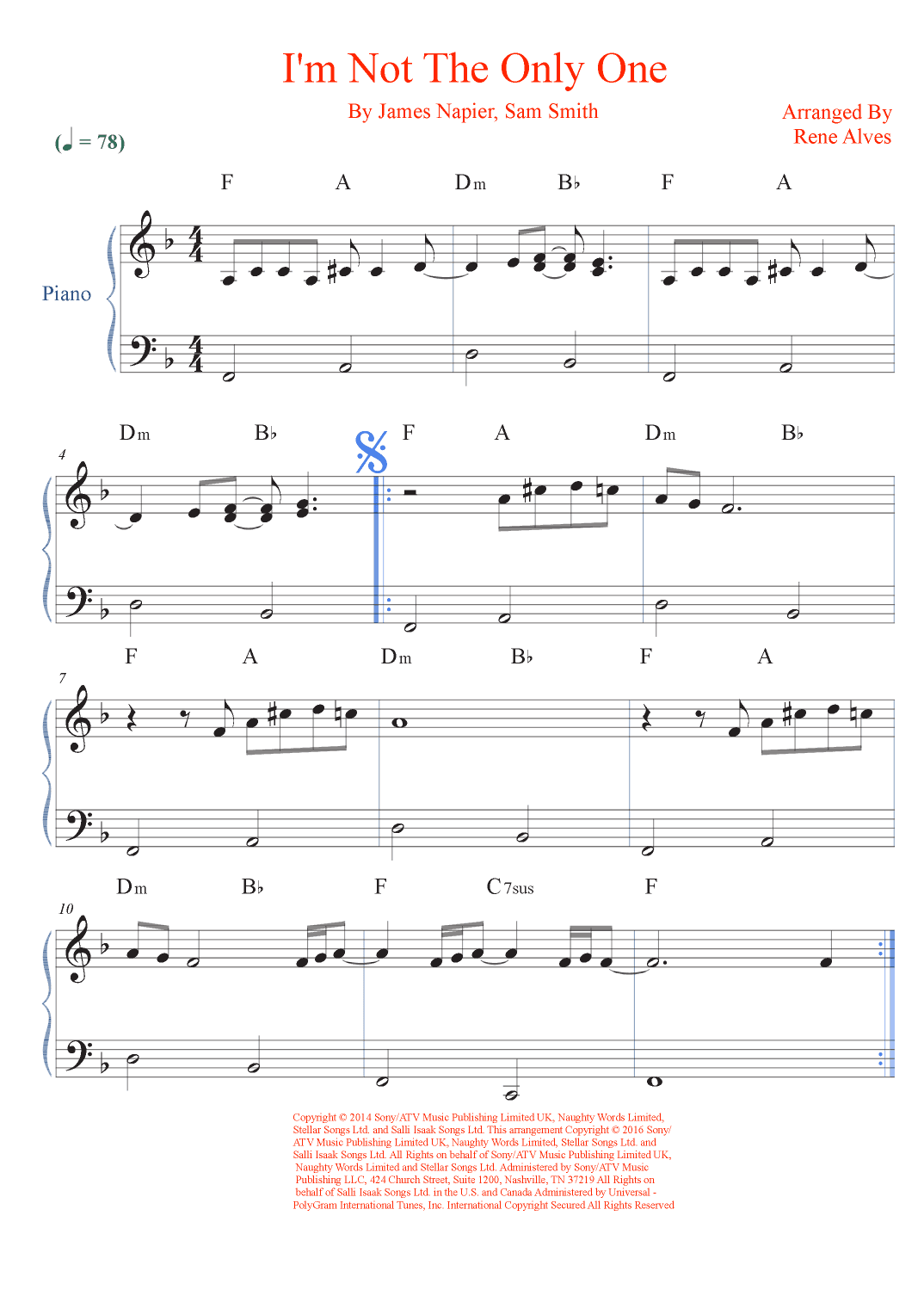 I'm Not The Only One (arr. Rene Alves)