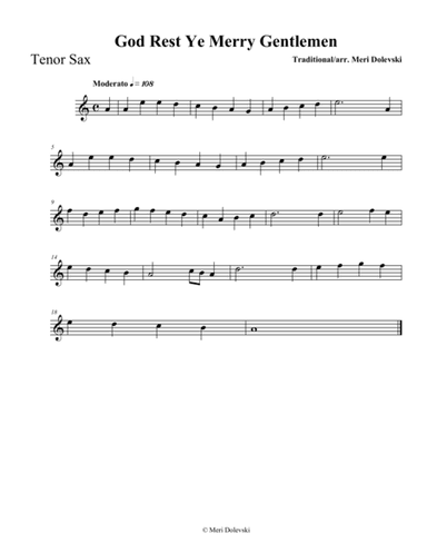 God Rest Ye Merry Gentlemen: B flat saxes (arr. Meri Dolevski)