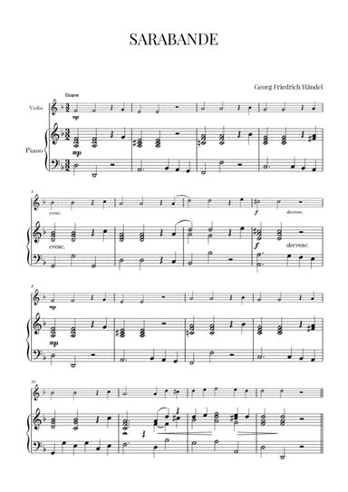 Haendel - Sarabande HWV 437 (for Violin and Piano) (arr. Cadenza Editions)