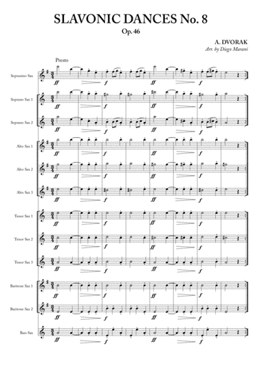 Slavonic Dances No. 8 Op. 46 for Saxophone Ensemble (arr. Diego Marani)