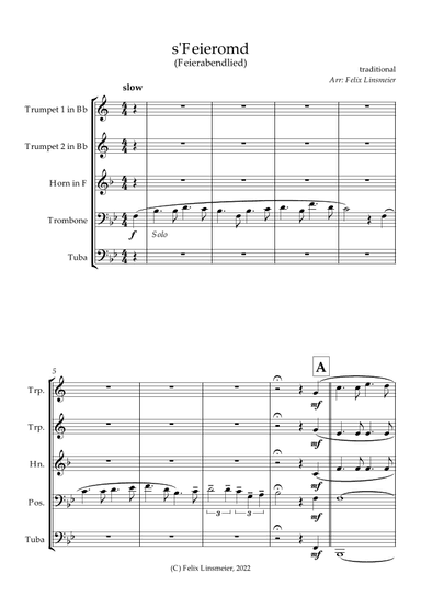s'Feieromd (Feierabendlied) (arr. Felix Linsmeier)