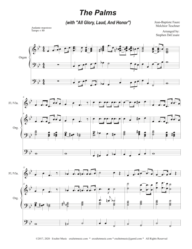 The Palms (with "All Glory, Laud, and Honor") (Flute or Violin solo and Organ) (arr. Stephen DeCesare)