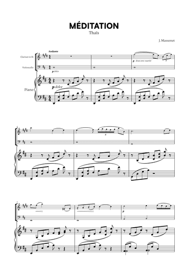 Jules Massenet - Thai¨s Meditation (for Clarinet, Cello and Piano) (arr. Cadenza Editions)