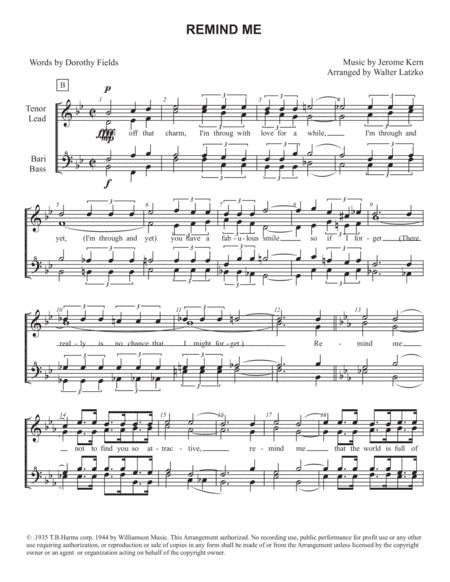 Remind Me (arr. Walter Latzko)