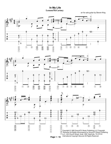 In My Life (arr. Steven King)