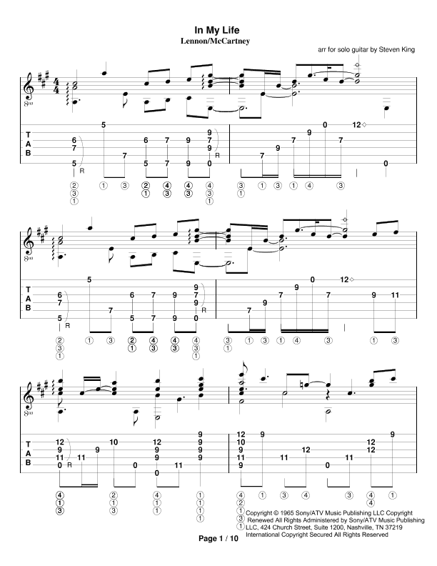 In My Life (arr. Steven King)