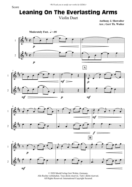 Leaning On The Everlasting Arms (arr. Gert Th. Walter)