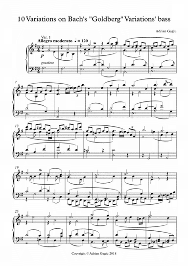 Piano Variations in G major on a theme by Bach, op. 67