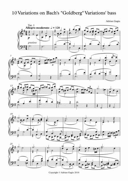 Piano Variations in G major on a theme by Bach, op. 67