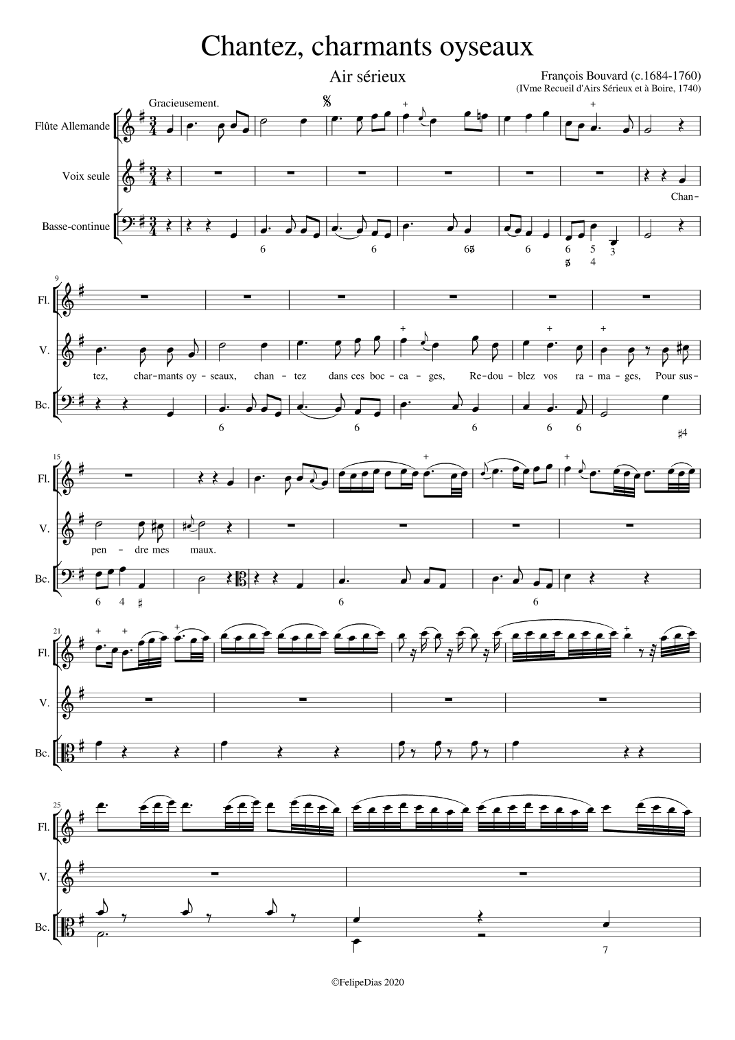 Chantez charmants oyseaux (arr. Early Music Scores)