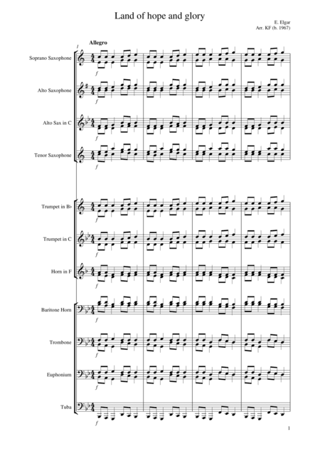 Land of hope and glory (arr. K F Ackerman)