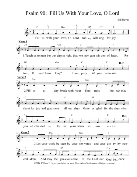 Psalm 90:  Fill Us With Your Love, O Lord