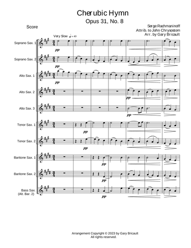 Cherubic Hymn - Opus 31, No. 8 (arr. Gary Bricault)