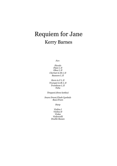 REQUIEM FOR JANE FOR FULL ORCHESTRA