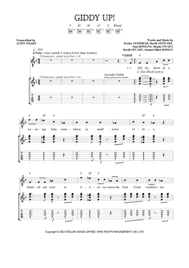 Giddy Up! (arr. Alpin Smart (Transcription for Voice and Guitar)[TAB])
