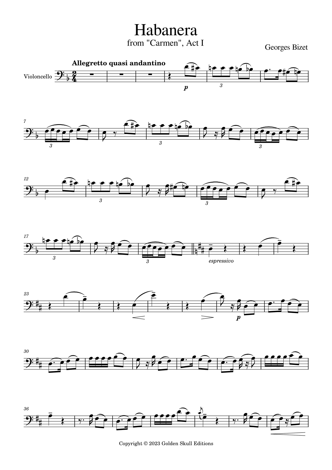 Habanera from "Carmen" (arr. Golden Skull Editions)