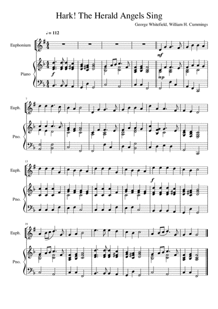 Hark! The Herald Angels Sing - Euphonium and Piano (arr. Kacie J. Rickells)