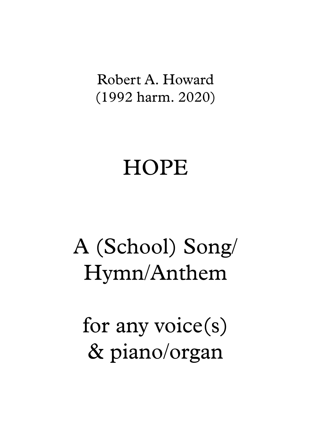 Hope (Solo/unison version)