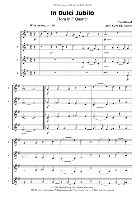In Dulci Jubilo (arr. Gert Th. Walter)