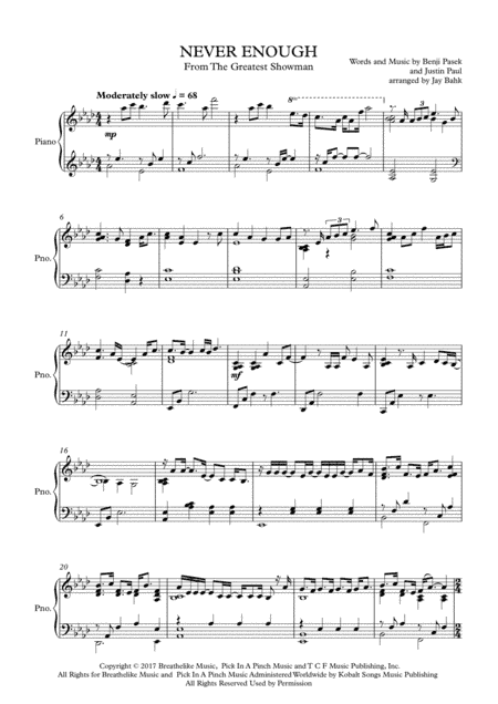 Never Enough (arr. Jay Bahk)