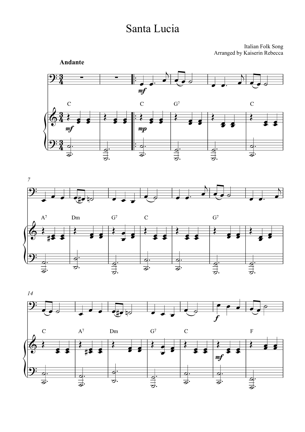 Santa Lucia (arr. Kaiserin Rebecca)