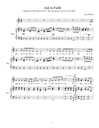 Ask in Faith - Solo, optional two part for ensemble