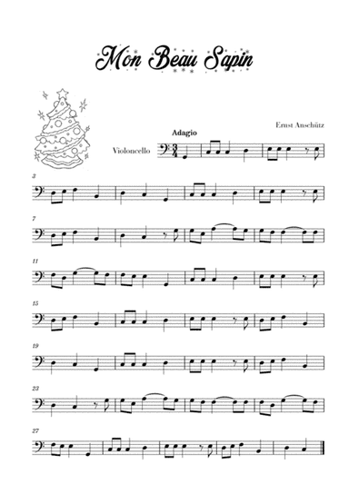 Mon Beau Sapin (for Cello) (arr. Cadenza Editions)