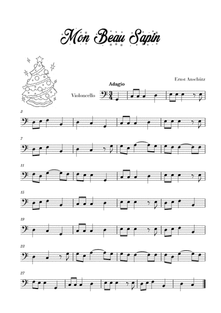 Mon Beau Sapin (for Cello) (arr. Cadenza Editions)