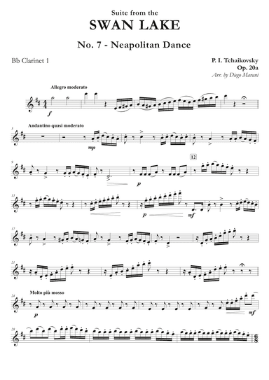 "Neapolitan Dance" from Swan Lake Suite for Clarinet Quartet (arr. Diego Marani)