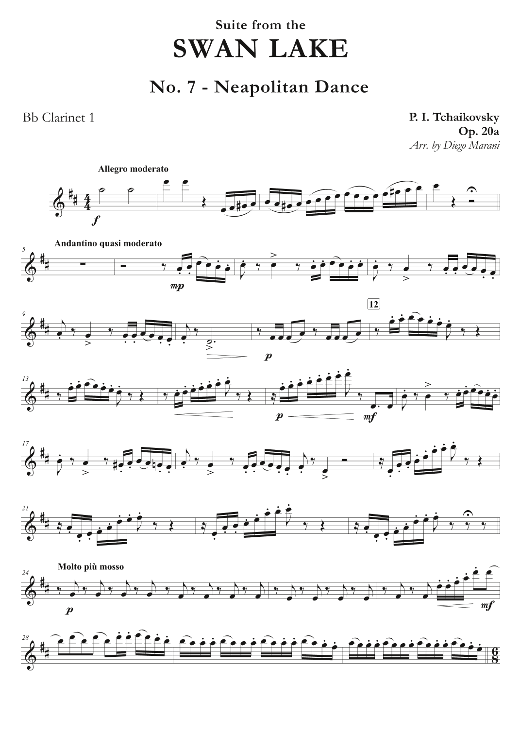 "Neapolitan Dance" from Swan Lake Suite for Clarinet Quartet (arr. Diego Marani)